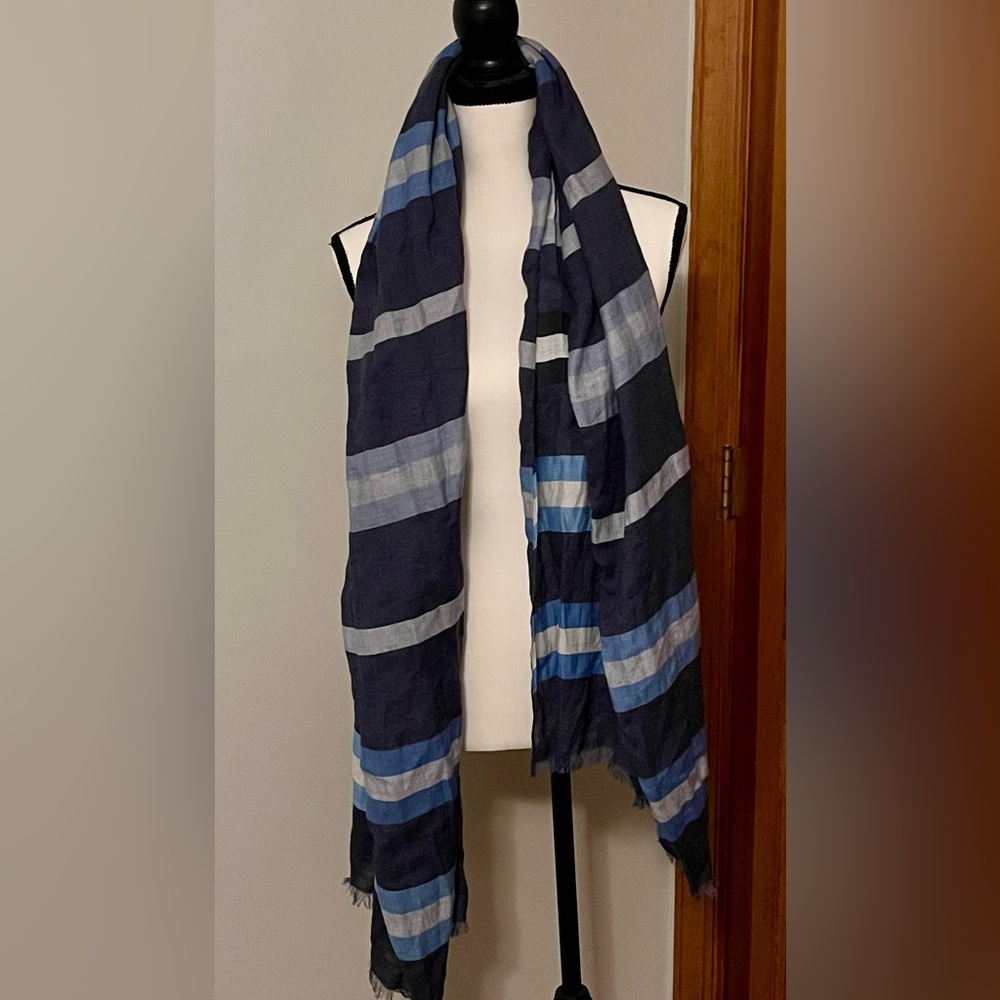 Striped Navy and Blue Scarf